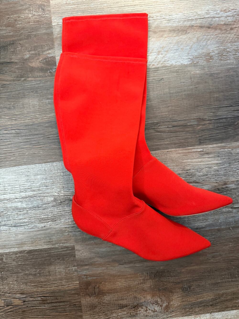 Boden Anthropologie Kitten Heel Stretch Boots in vibrant red women’s 39/8.5 EUC